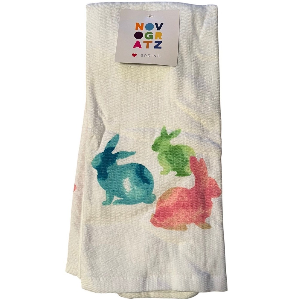 Novogratz Kitchen Towels Unisex 28in White Brand New Easter Bunny 2-Pack Bundle